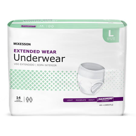 McKesson UWEXTLG Extended Wear Maximum Absorbency Underwear, Large