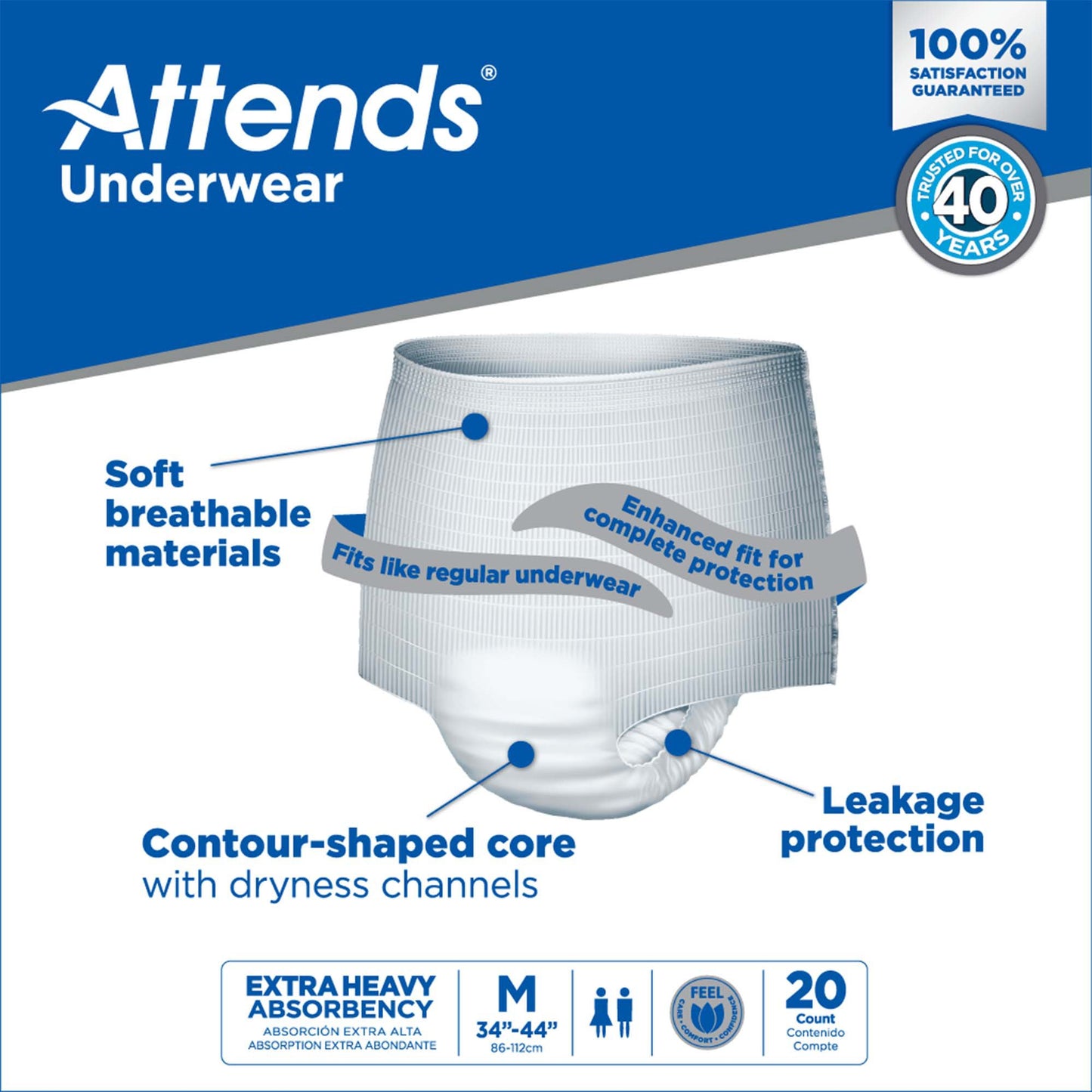 Attends® Care APV20 Pull On with Tear Away Seams Adult Medium Unisex Disposable Heavy Absorbency