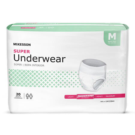 McKesson UW33844 Super Moderate Absorbency Incontinence Underwear, Medium