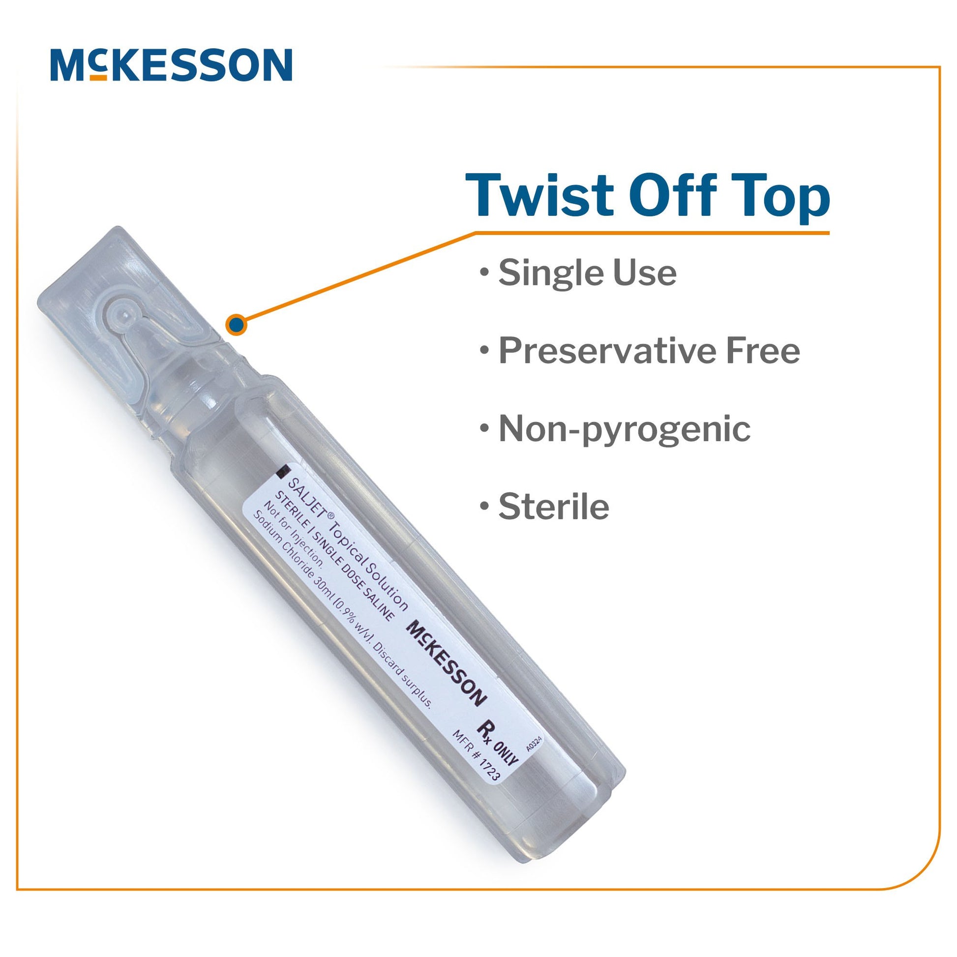 Irrigation Solution McKesson Saljet 0.9% Sodium Chloride, Preservative Free Not for Injection Unit Dose Vial 30 mL by.