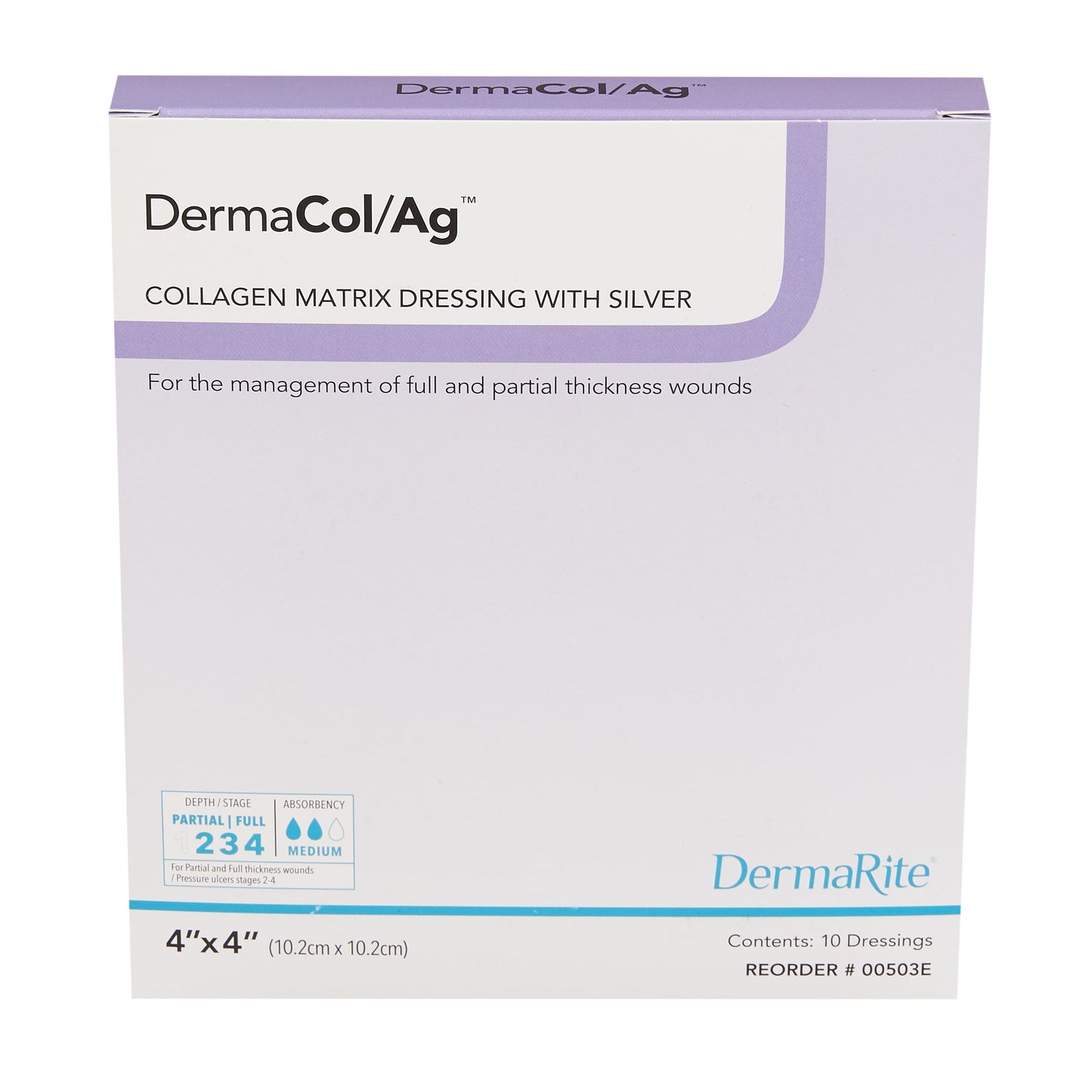 Dermarite DermaCol/Ag™ 00503E Silver Collagen Dressing, 4 x 4 Inch