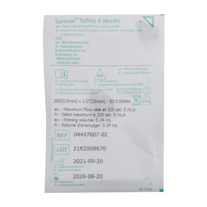 Huber Needle Infusion Set Surecan™ Safety II 20 Gauge 1 Inch 7-1/2 Inch Tubing Without Port