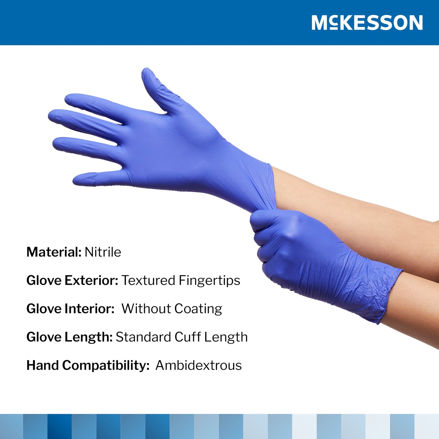 McKesson Confiderm® 3.0 Nitrile Exam Glove, Medium, Blue