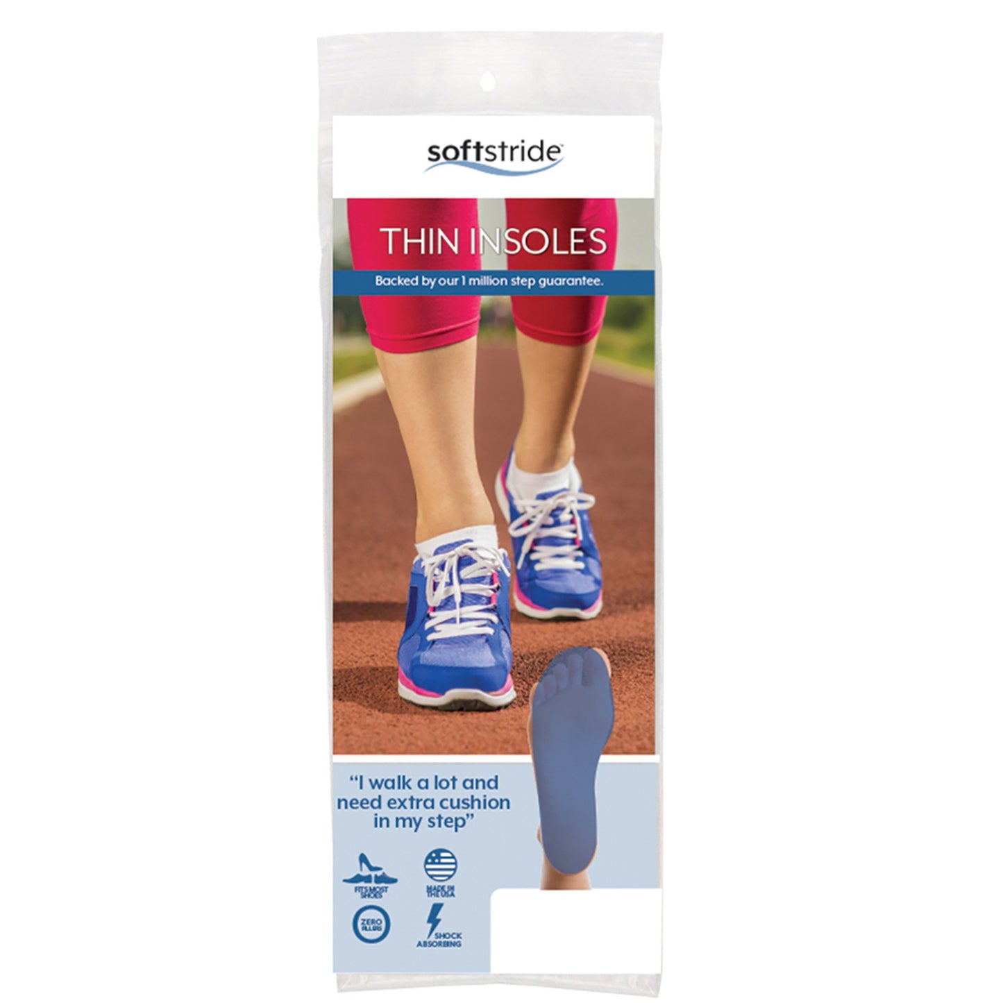 Insole Soft Stride™ Thin Insole Full Length Polymer Women 4 to 6 / Men 2 to 4