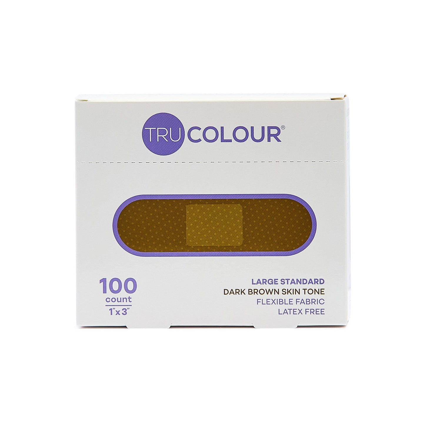 Tru-Colour Skin Tone Shade Fabric Bandage Adhesive Strip, Dark Brown, 1 x 3 Inch
