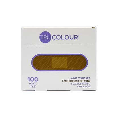 Tru-Colour Skin Tone Shade Fabric Bandage Adhesive Strip, Dark Brown, 1 x 3 Inch
