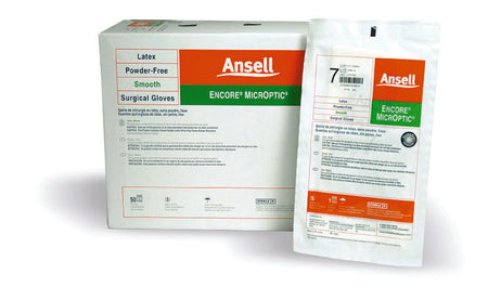 Ansell 5787007 Encore Latex Micro Surgical Glove, Size 9, Brown
