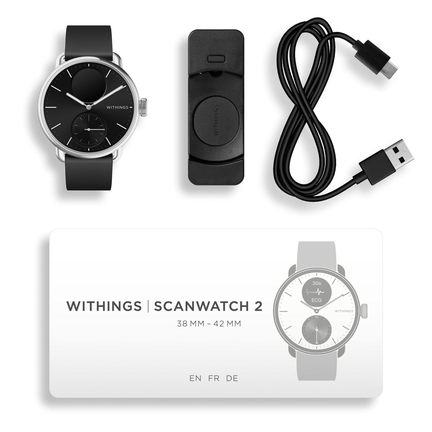 Withings ScanWatch 2 Smart Watch, 38mm, Black