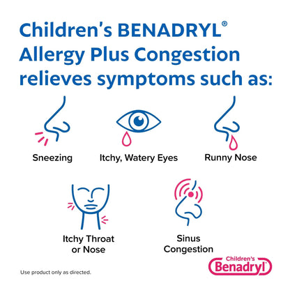 Benadryl® Children's Allergy Plus Congestion Liquid Grape Flavor, 4 ounces