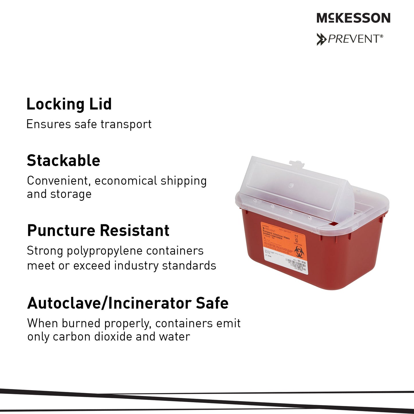 McKesson Prevent® Multi-purpose Sharps Container, 1 Gallon, 5 x 10 x 7 Inch