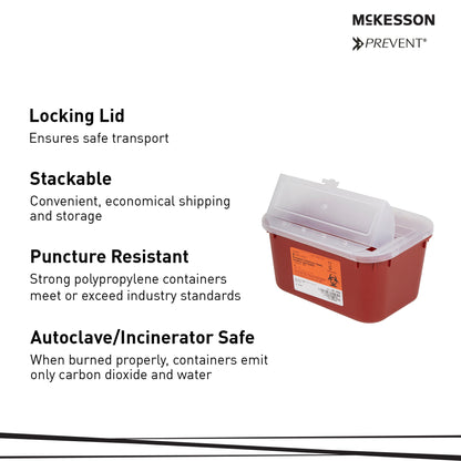 McKesson Prevent® Multi-purpose Sharps Container, 1 Gallon, 5 x 10 x 7 Inch