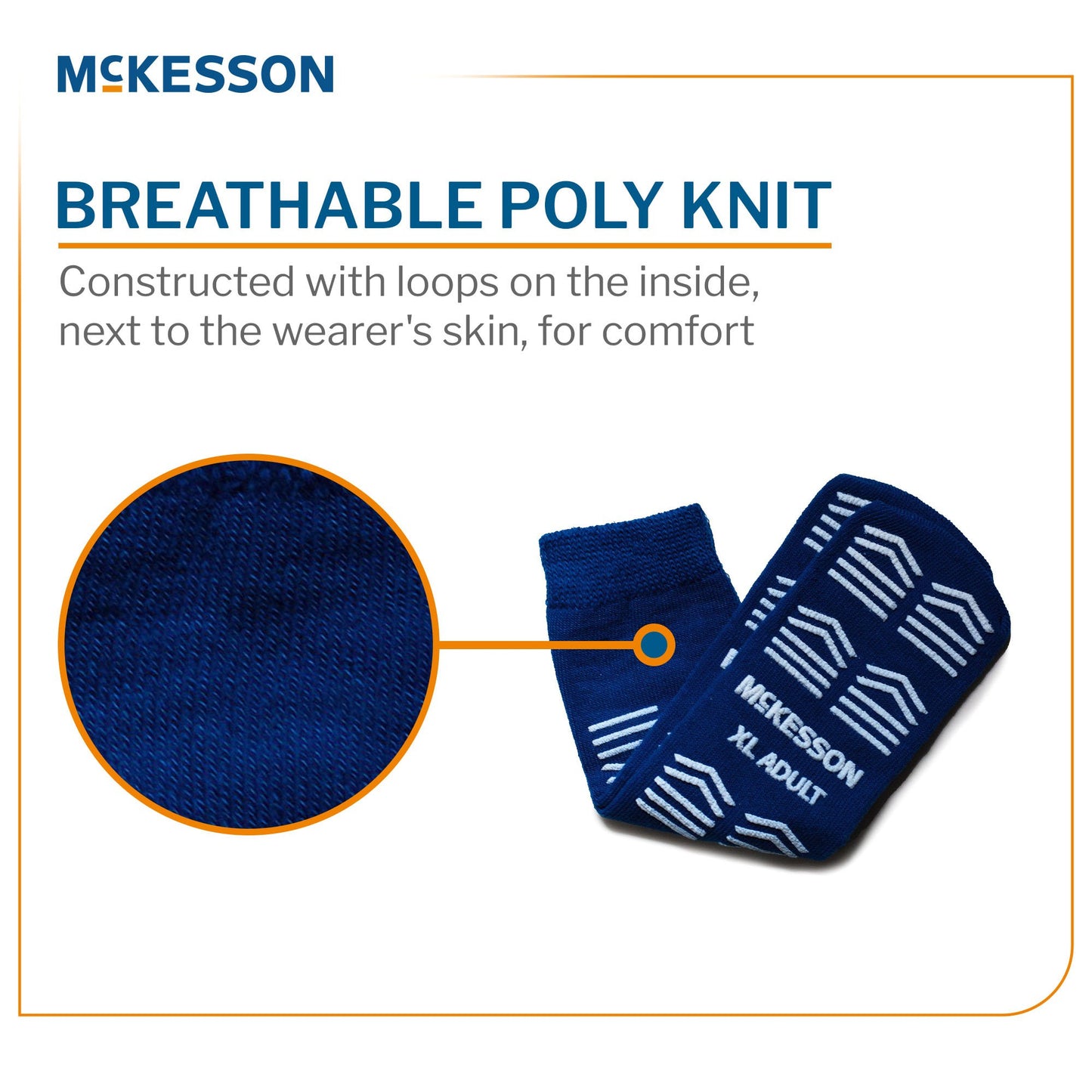 Slipper Socks McKesson Unisex Adult X-Large Double Tread Single Patient Use Royal Blue