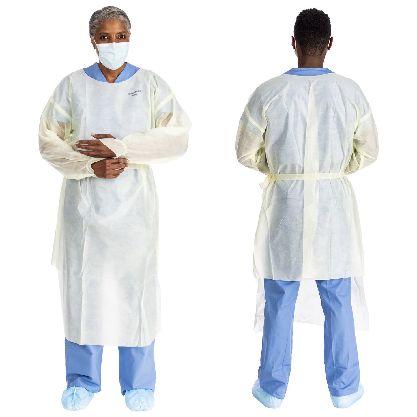 Protective Procedure Gown Halyard Basics 2X-Large Yellow NonSterile AAMI Level 2 Disposable