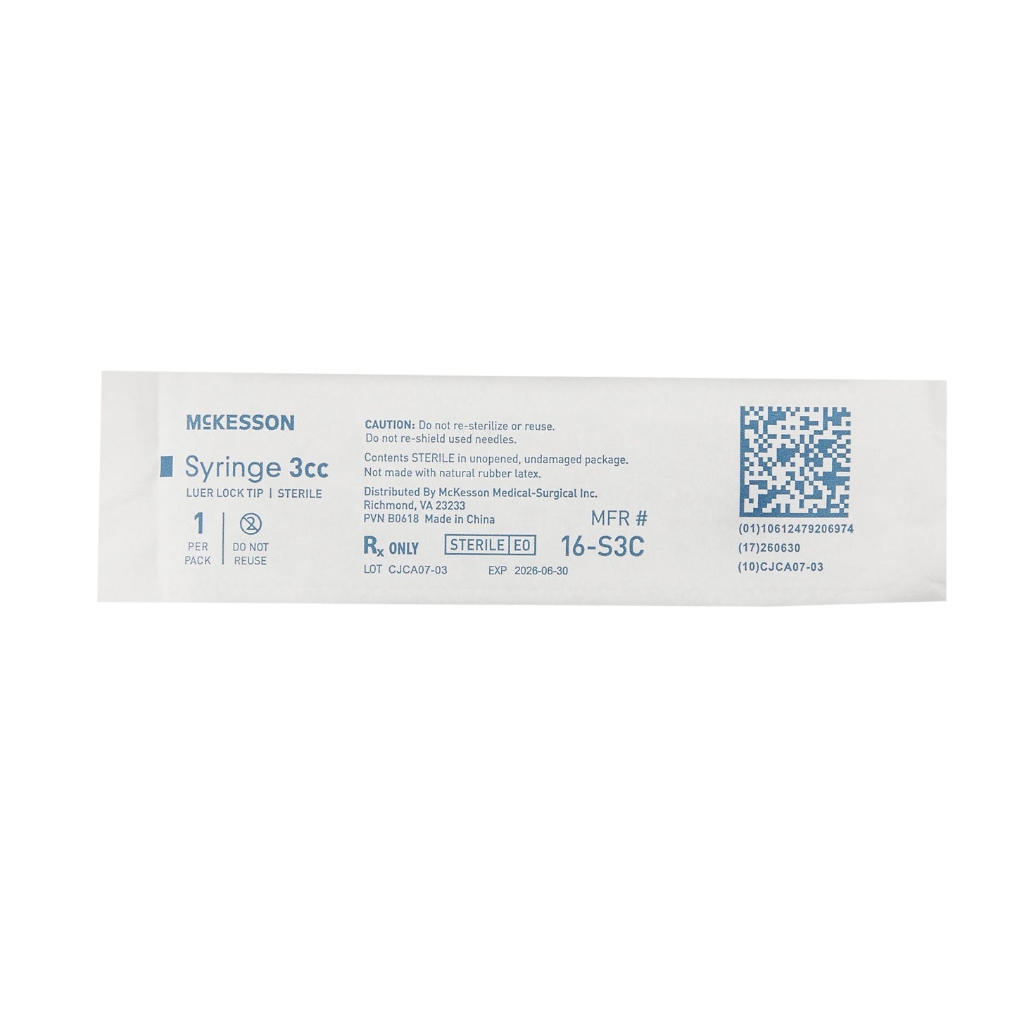 McKesson General Purpose Syringe, 3 mL