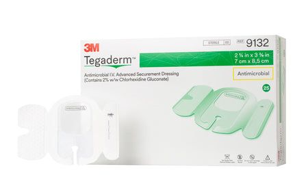 3M 9132 Antimicrobial I.V. Dressing Tegaderm CHG (Chlorhexidine Gluconate) / Film 2-3/4 X 3-3/8 Inch Sterile