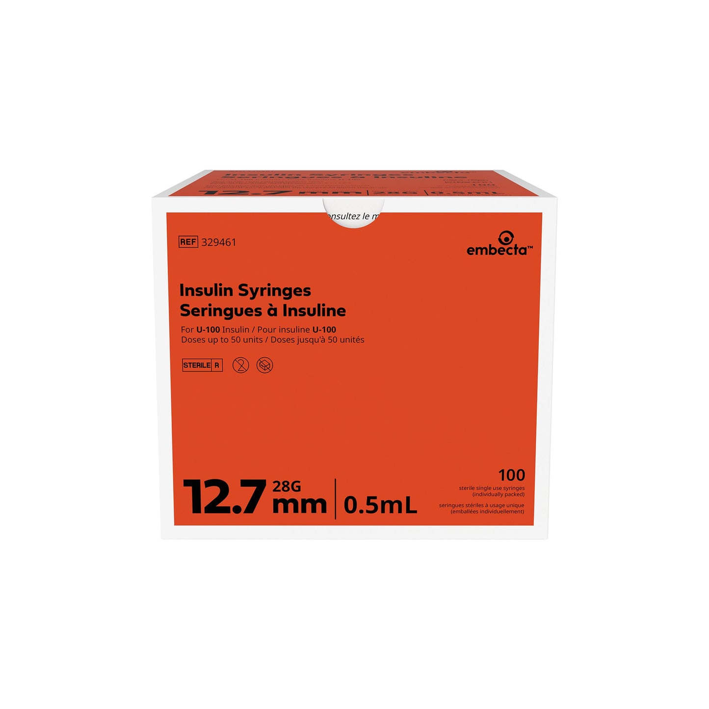Lo-Dose™ Micro-Fine™ 0.5 mL Insulin Syringe with Needle, 28 Gauge, 1/2 Inch Length
