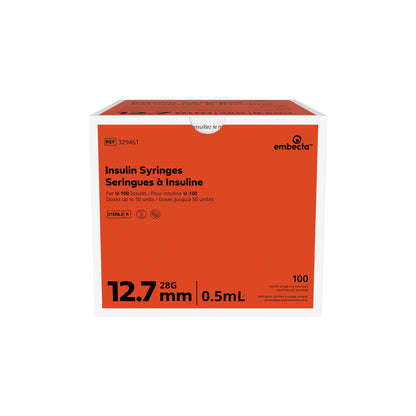 Lo-Dose™ Micro-Fine™ 0.5 mL Insulin Syringe with Needle, 28 Gauge, 1/2 Inch Length