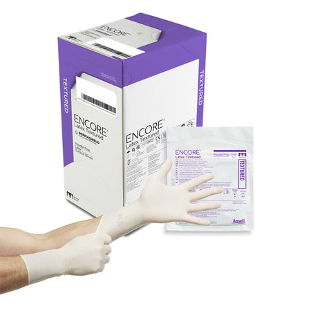 Ansell 5785002 Encore Latex Textured Surgical Glove, Size 6.5, Ivory