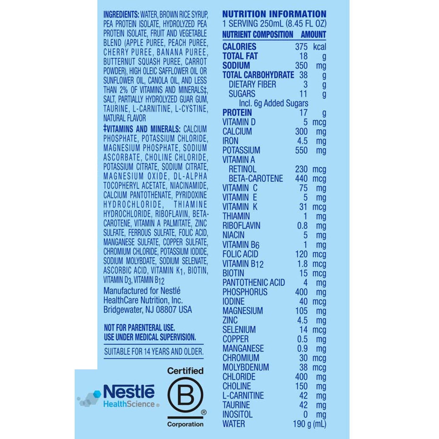 Compleat® 1.5 Original Plant-Based Tube Feeding Formula, Fruit Medley, 250 mL