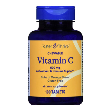 McKesson 1093995722 Foster & Thrive Chewable Vitamin C 500 mg Tablets Natural Orange