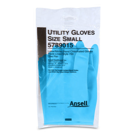 Ansell 5789015 Latex/Nitrile Utility Glove, Small, Blue
