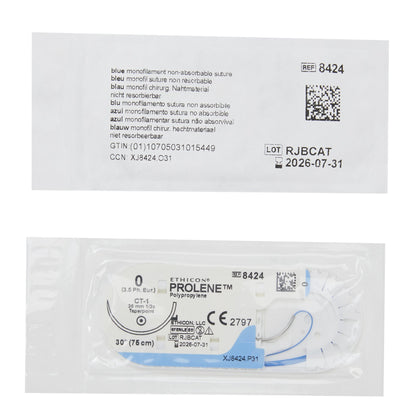 Ethicon Nonabsorbable Suture with Needle Prolene™ Polypropylene CT-1 1/2 Circle Taper Point Needle Size 0 Monofilament