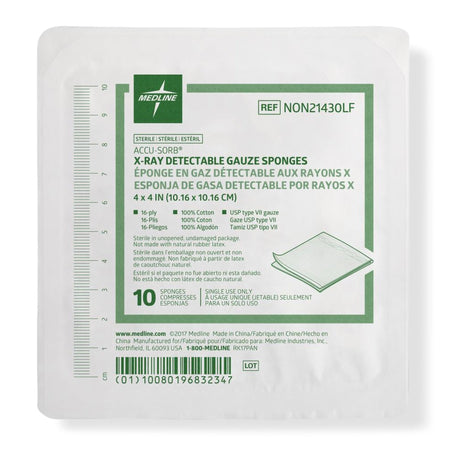 Medline 439746 Gauze Sponge, 4 x 4 Inch, Up to 4 Inch Length, White