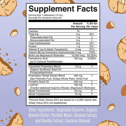Dietary Supplement Mary Ruth's® Hair Growth Max Liposomal Vitamin E / B6 / Biotin 4 mg / 3 mg / 10,000 mcg Strength Liquid 15.22 oz. Almond Cookie Flavor