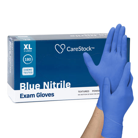 CareStock CS2718 Nitrile Exam Glove, Extra Large, Blue