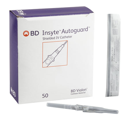 BD 381454 Peripheral IV Catheter Insyte Autoguard 16 Gauge 1.16 Inch Vialon Straight Hub Non Blood Control