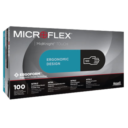 Microflex® MidKnight™ Touch 93-736 Nitrile Exam Glove, 2X-Large, Black