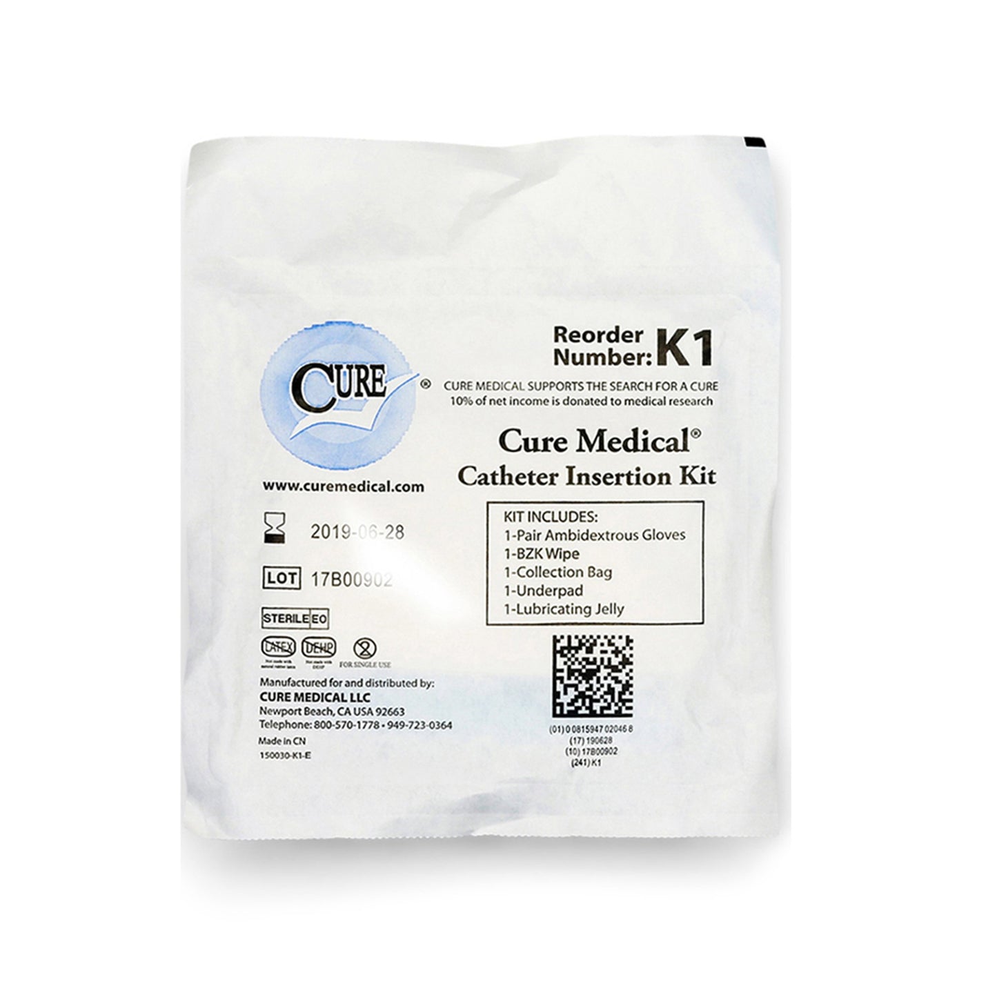 Cure Medical® Catheter Insertion Tray With Zip Lock Bag