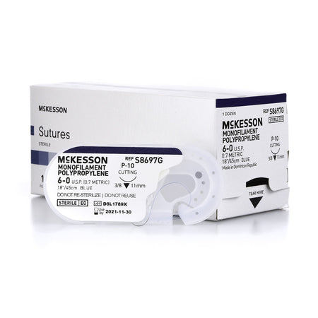 McKesson S8697G Polypropylene Nonabsorbable Suture with Needle, P-10