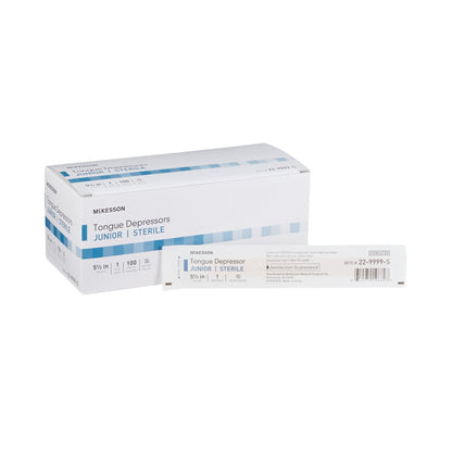 McKesson Tongue Depressors, Junior, 5.5" Length Wood, Sterile, 15.9 mm