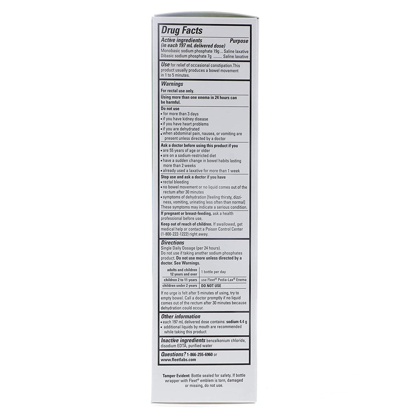 Fleet® Monobasic Sodium Phosphate / Dibasic Sodium Phosphate Enema, 7.8 oz.