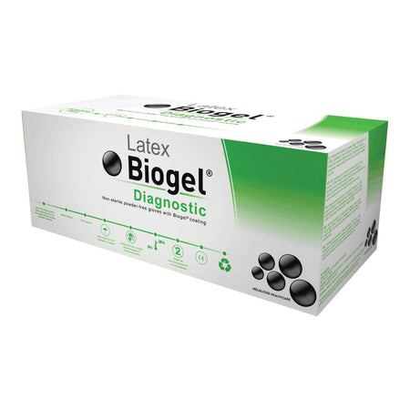 Molnlycke 30375 Biogel Diagnostic Latex Extended Cuff Length Exam Glove, Size 7.5, Straw
