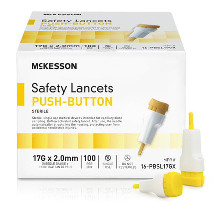 McKesson Push Button Safety Lancet, 17G x 2.0mm by McKesson Brand product image