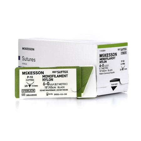 McKesson S697GX Suture with P-10 Needle, Precision Reverse Cutting Monofilament