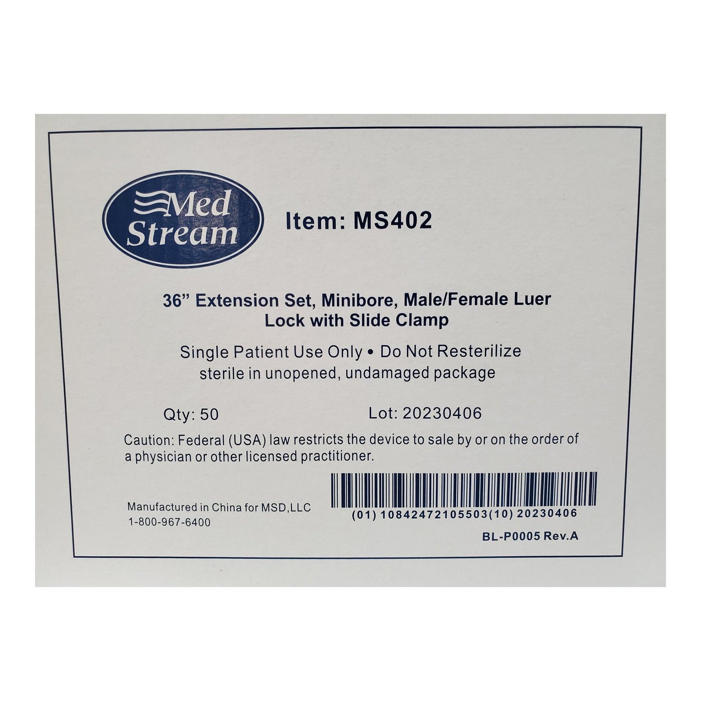 IV Extension Set McKesson Small Bore 36 Inch Tubing Without Filter