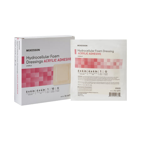 McKesson 16-4672 Acrylic Adhesive with Border Foam Dressing, 6 x 6 Inch