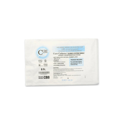 Intermittent Closed System Catheter Cure Catheter® Closed System Unisex / Straight Tip 8 Fr. Without Balloon