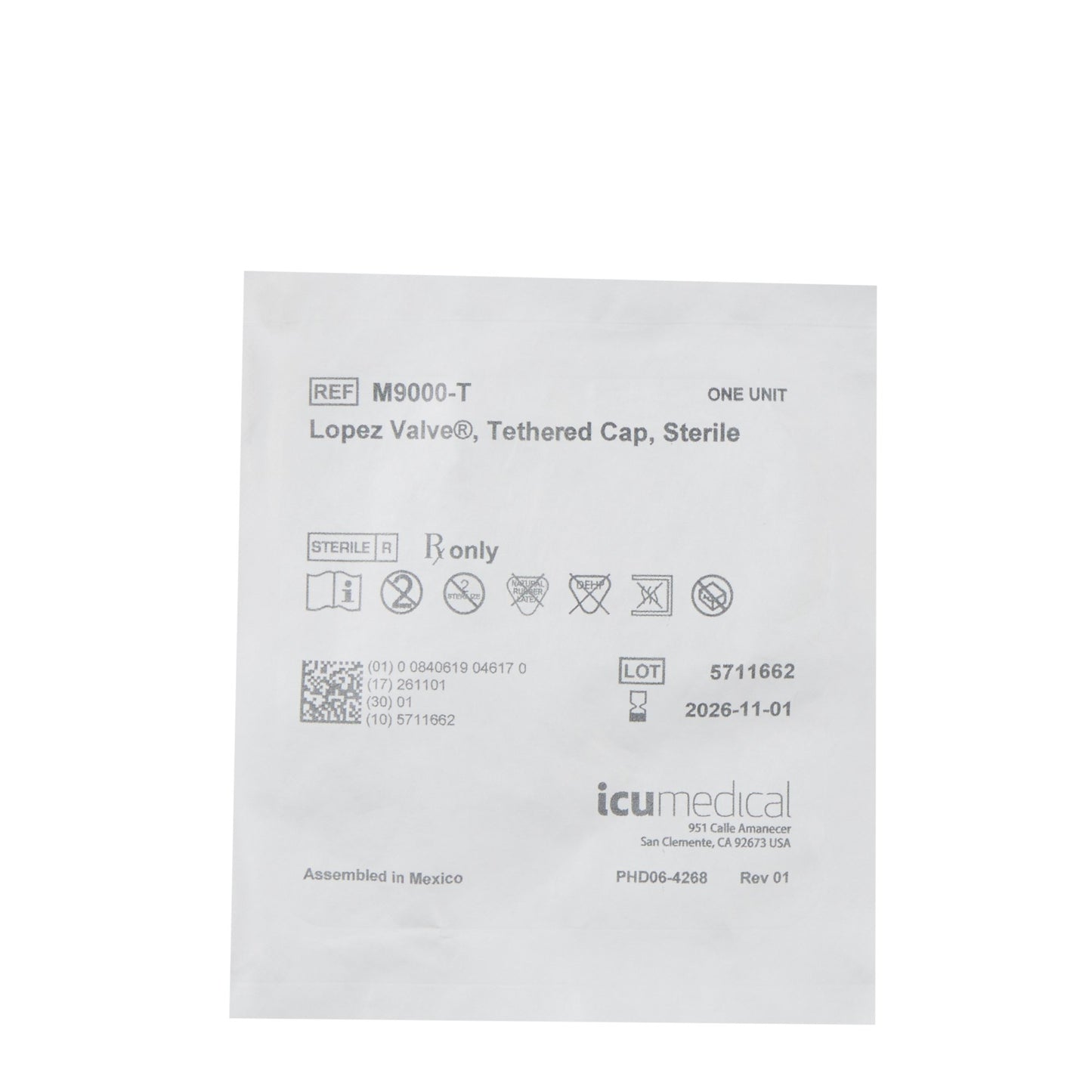ICU Medical M9000-T Closed Enteral Tube Valve Lopez Valve® Sterile For Feeding Tubes