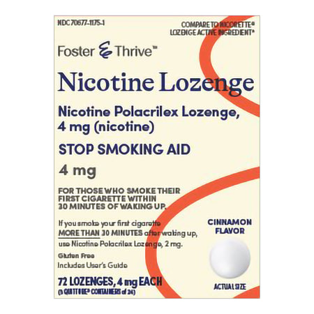 McKesson 70677117501 Foster & Thrive Nicotine Polacrilex Lozenges 4 mg Cinnamon