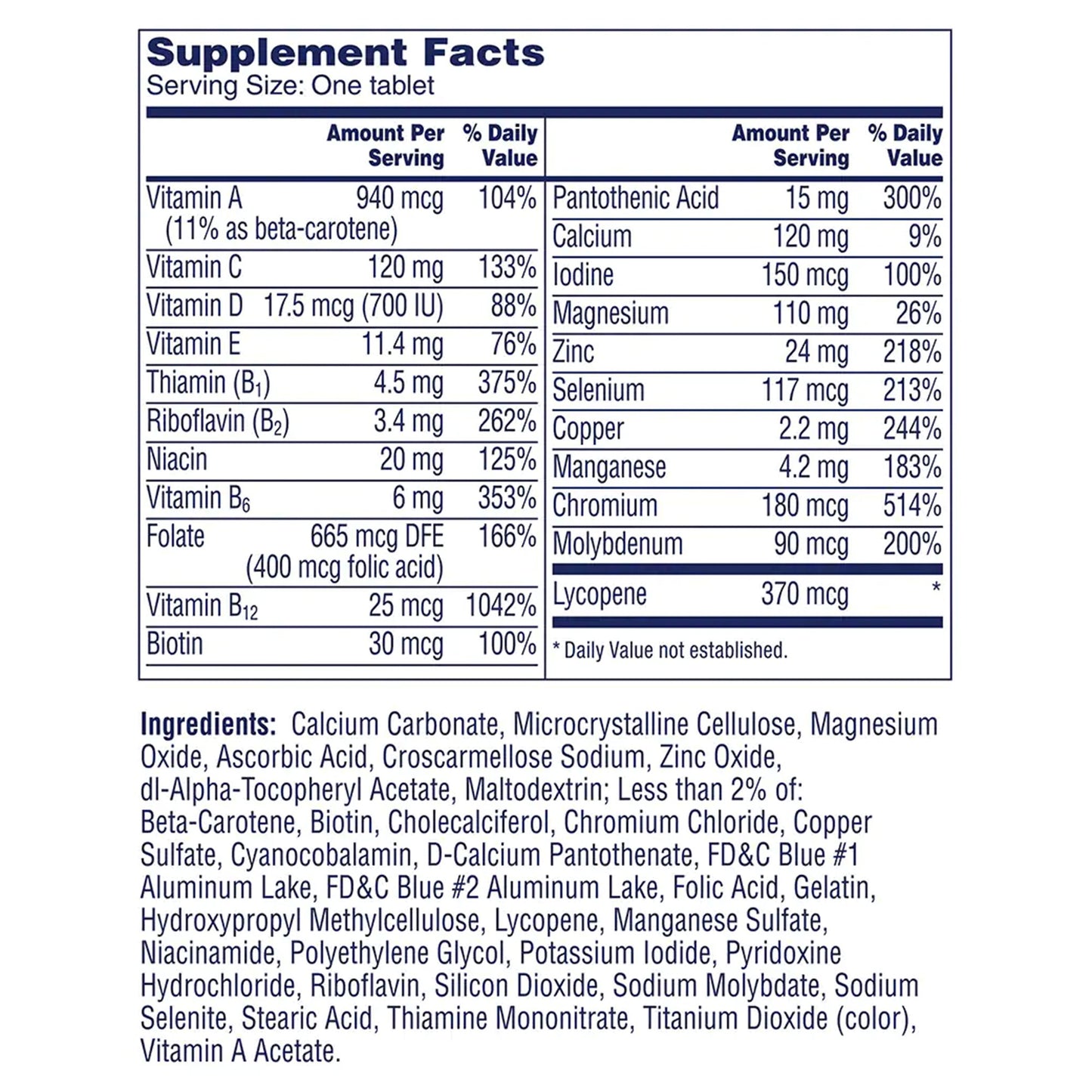 One A Day Men's 50+ Complete Multivitamin Tablets