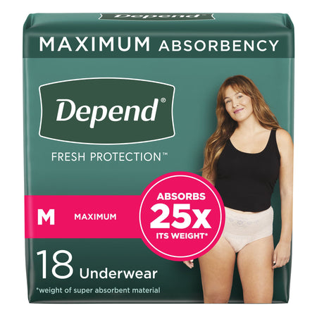 Kimberly-Clark 47932 Depend Fresh Protection Women's Maximum Absorbency Underwear, Medium