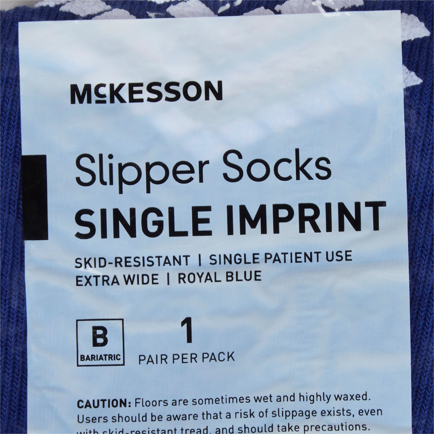 McKesson Single Tread Slipper Socks, Bariatric / X-Wide, Blue