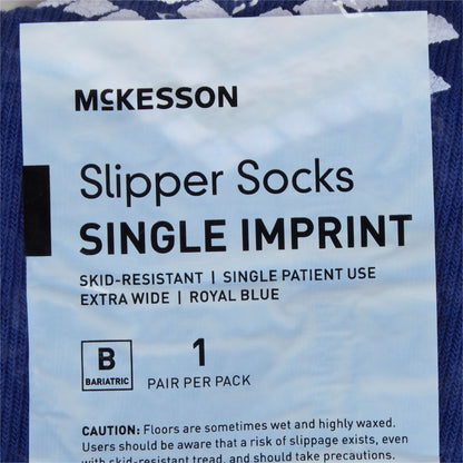 McKesson Single Tread Slipper Socks, Bariatric / X-Wide, Blue