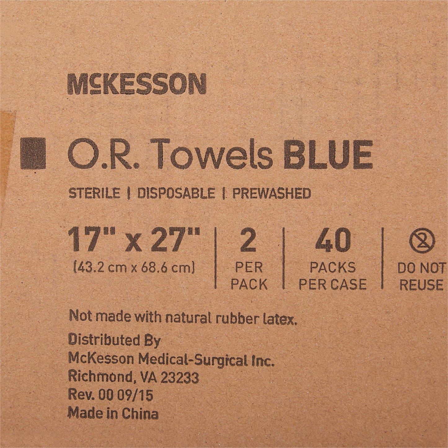 McKesson Sterile Blue O.R. Towel, 17 x 27 Inch