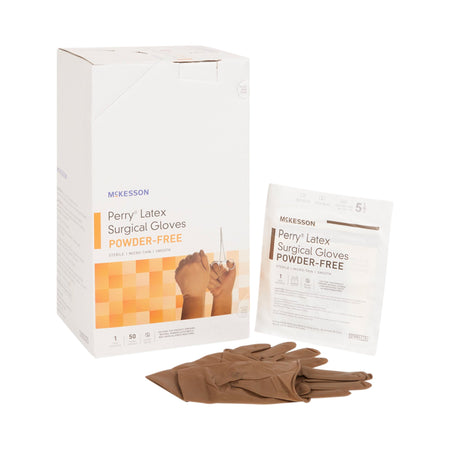 McKesson 20-1355N Perry Latex Surgical Glove, Size 5.5, Brown