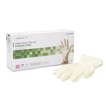 McKesson 14-1381 Confiderm Latex Exam Glove, Small, Ivory